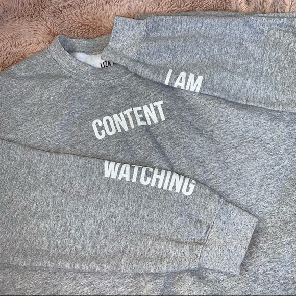 Liza Koshy Gray 'I Am Content Watching' Merch Pullover Sweatshirt - Picture 2 of 6